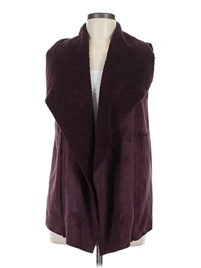 Pre-owned Susina Faux Fur Vest In Burgundy