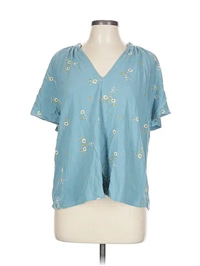 Pre-owned Susina Short Sleeve Blouse In Blue