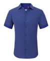 Suslo Couture Mens Polka Dot Polyester Button-down Shirt In Blue Floral
