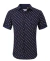 Suslo Couture Men's Slim-fit Geo-print Performance Shirt In Brown Dobby