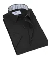 Suslo Couture Men's Slim Fit Performance Short Sleeves Solid Button Down Shirt In Black 1