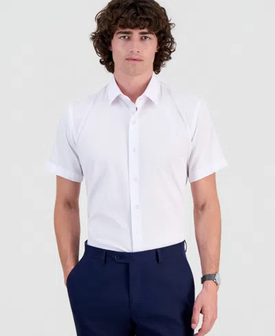Suslo Couture Men's Slim-fit Four-way Stretch Solid Short-sleeve Dress Shirt In Multi