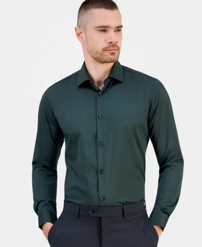 Suslo Couture Men's Slim-fit Solid Four-way Stretch Dress Shirt In Multi