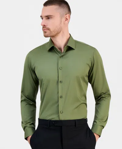Suslo Couture Men's Slim-fit Solid Four-way Stretch Dress Shirt In Multi
