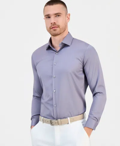 Suslo Couture Men's Slim-fit Solid Four-way Stretch Dress Shirt In Multi