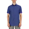 Suslo Couture Mens Polka Dot Polyester Button-down Shirt In Blue