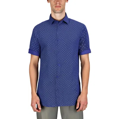 SUSLO COUTURE MENS POLKA DOT POLYESTER BUTTON-DOWN SHIRT
