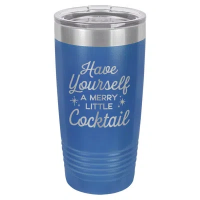 Susquehanna Glass A Merry Little Cocktail Blue Insulated Tumbler & Lid
