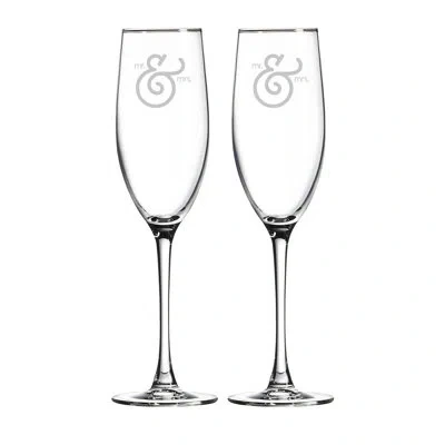 Susquehanna Glass Ampersand Ampersand Name And Date Glass Flute In Clear