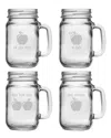 Susquehanna Glass An Apple A Day Set Of Four 16oz Drinking Jars