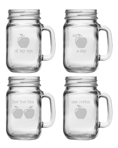 SUSQUEHANNA SUSQUEHANNA GLASS AN APPLE A DAY SET OF FOUR 16OZ DRINKING JARS
