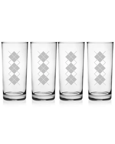 Susquehanna Glass Argyle Set Of Four 15oz Hi Ball Glasses