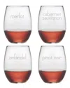 Susquehanna Glass Assorted Red Wine Set Of 4 Stemless Glasses