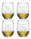 Susquehanna Glass Assorted White Wine Set Of 4 21oz Stemless Glasses