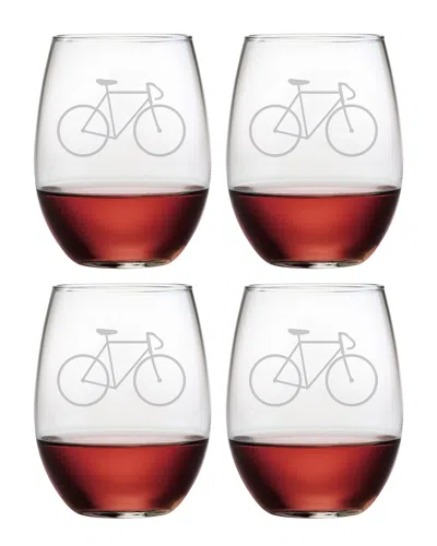 Susquehanna Glass Bicycle Set Of 4 Stemless Glasses
