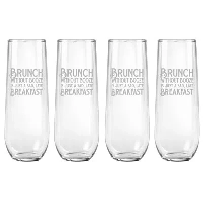 Susquehanna Glass Brunch Without Booz 4 Piece 9 Oz. Glass Flute Set In Clear