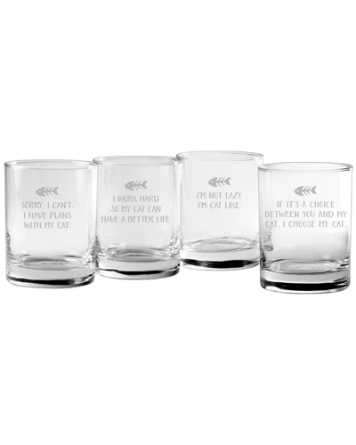Susquehanna Glass Cat Tales Assortment Rocks Glass Set Of 4