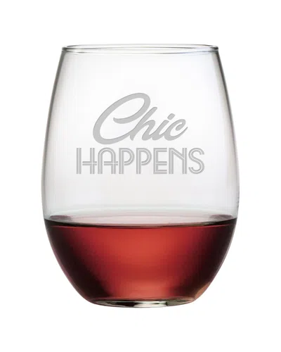 Susquehanna Glass Chic Happens Set Of Four 21oz Stemless Glasses