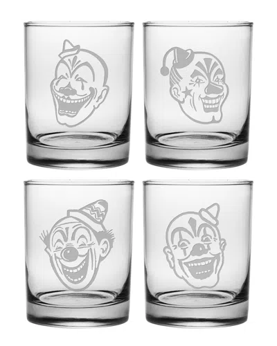 Susquehanna Glass Company Set Of 4 No Laughing Matter Assortment Rocks Glass