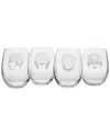 Susquehanna Glass Company Set Of 4 Phrenology Head Ast. Stemless Wine Glasses