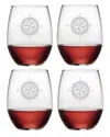Susquehanna Glass Compass Set Of 4 Stemless Glasses