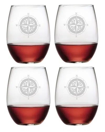 Susquehanna Glass Compass Set Of 4 Stemless Glasses