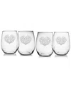 Susquehanna Glass Coral Heart Set Of 4 Stemless Glasses