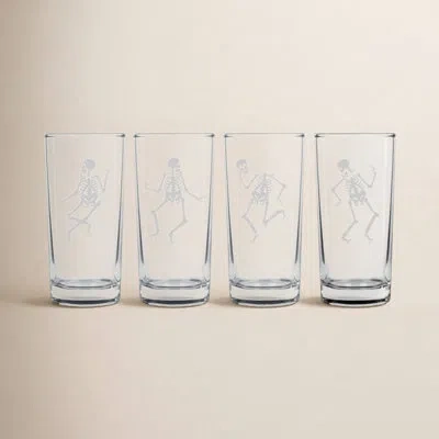 Susquehanna Glass Dance Of The Dead 4 Piece 15 Oz. Highball Glass Set In Clear