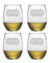 Susquehanna Glass Dear Santa Set Of Four Stemless 21oz Wine Glasses