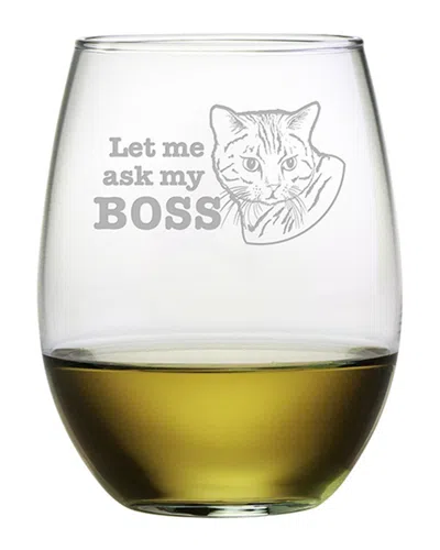 Susquehanna Glass Dnu Aur Discontinued  Let Me Ask My Boss Stemless Wine & Gift Box