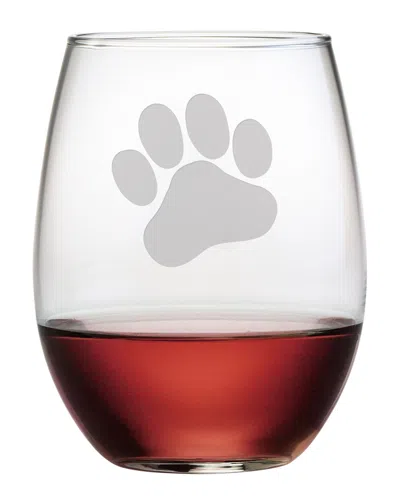 Susquehanna Glass Dog Paw Set Of 4 Stemless Glasses