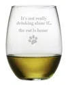 Susquehanna Glass Drinking Alone...cat Is Home Set Of Four 21oz Stemless Glasses