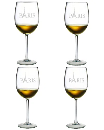 SUSQUEHANNA SUSQUEHANNA GLASS EIFFEL TOWER SET OF 4 WINE GLASSES