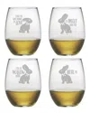 Susquehanna Glass Funny Bunny Assortment Stemless Wine Glass (set Of 4)