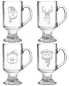Susquehanna Glass Fuzzy Friends Footed Set Of Four 10oz Mugs