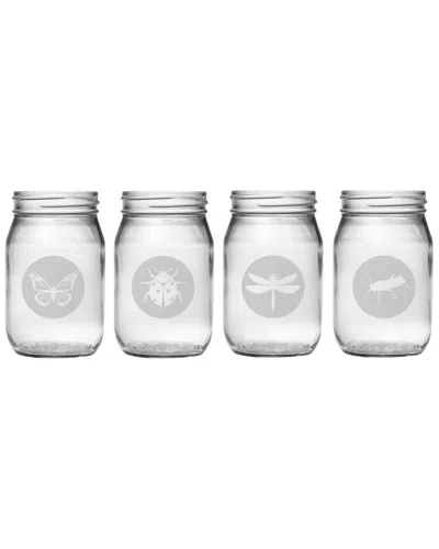 Susquehanna Glass Garden Guests Set Of 4 16oz Mason Jars