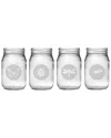 Susquehanna Glass Garden Guests Set Of 4 16oz Mason Jars