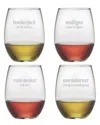 Susquehanna Glass Golf Lingo Set Of 4 21oz Stemless Wine Glasses