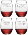 Susquehanna Glass Holiday Hijinks Set Of 4 Stemless Wine Glasses 21oz