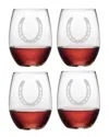 Susquehanna Glass Horse Shoe Set Of 4 Stemless Glasses