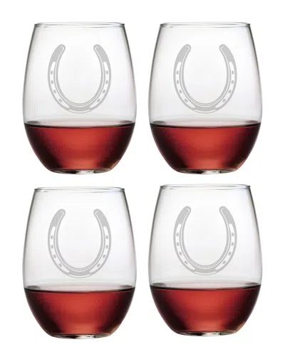 Susquehanna Glass Horse Shoe Set Of 4 Stemless Glasses