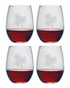 Susquehanna Glass Lucky Leaf Clover Set Of 4 Stemless Glasses