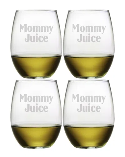 Susquehanna Glass Mommy Juice Set Of Four 21oz Stemless Glasses