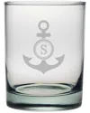 Susquehanna Glass Monogrammed Anchor Set Of Four 14oz Rocks Glasses
