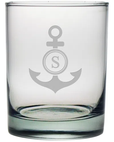 Susquehanna Glass Monogrammed Anchor Set Of Four 14oz Rocks Glasses