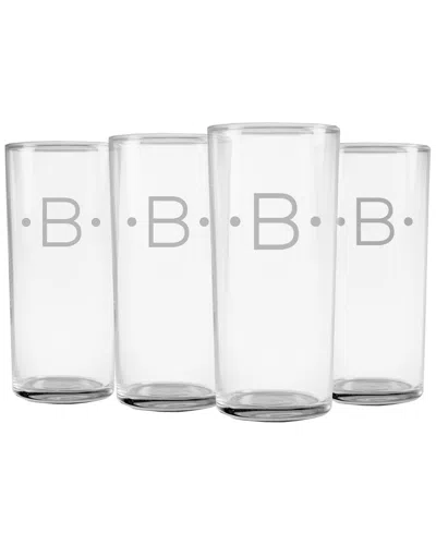 Susquehanna Glass Monogrammed Set Of 4 Dot Slim Hi Ball Glass Monogrammedes, (a-z)