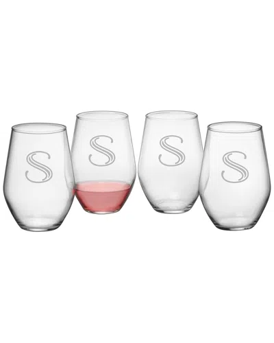 Susquehanna Glass Monogrammed Set Of 4 Hudson Stemless Wine Glasses