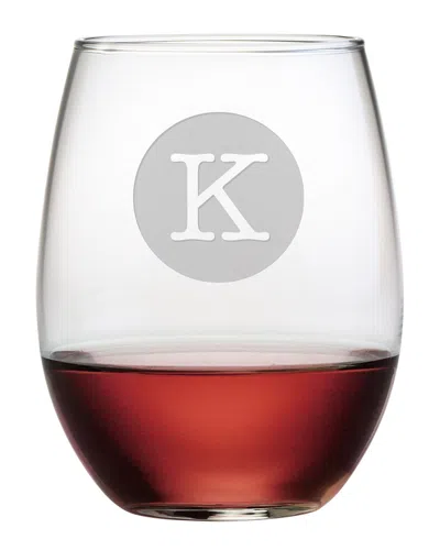 Susquehanna Glass Monogrammed Set Of 4 Typewriter Stemless Wine Glasses, (a-z)