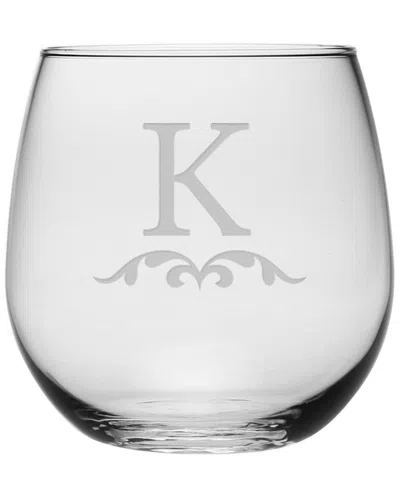 Susquehanna Glass Monogrammed Set Of Four 16.75oz Austen Stemless Glass Monogrammedes