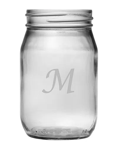 SUSQUEHANNA SUSQUEHANNA GLASS MONOGRAMMED SET OF FOUR 16OZ MASON JARS